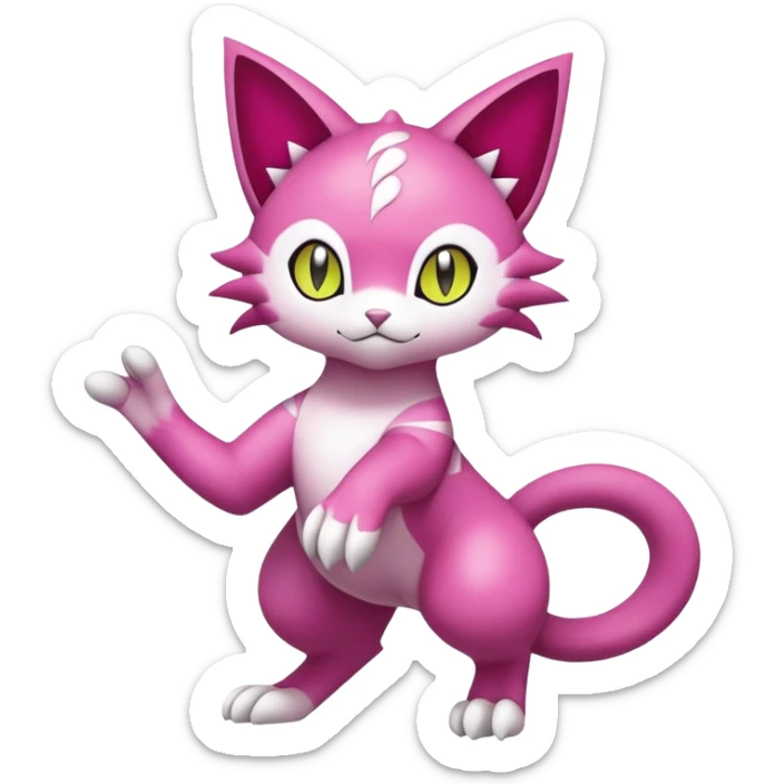 Liepard-Skitty-Delcatty-Pokémon-Fakémon-hybrid-creature (full body) sticker