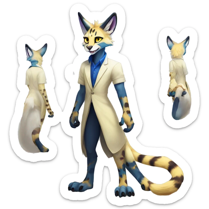 Anthro Epic Beautiful Handsome Pretty Colorful Sergal-Serval-Vernid full body sticker