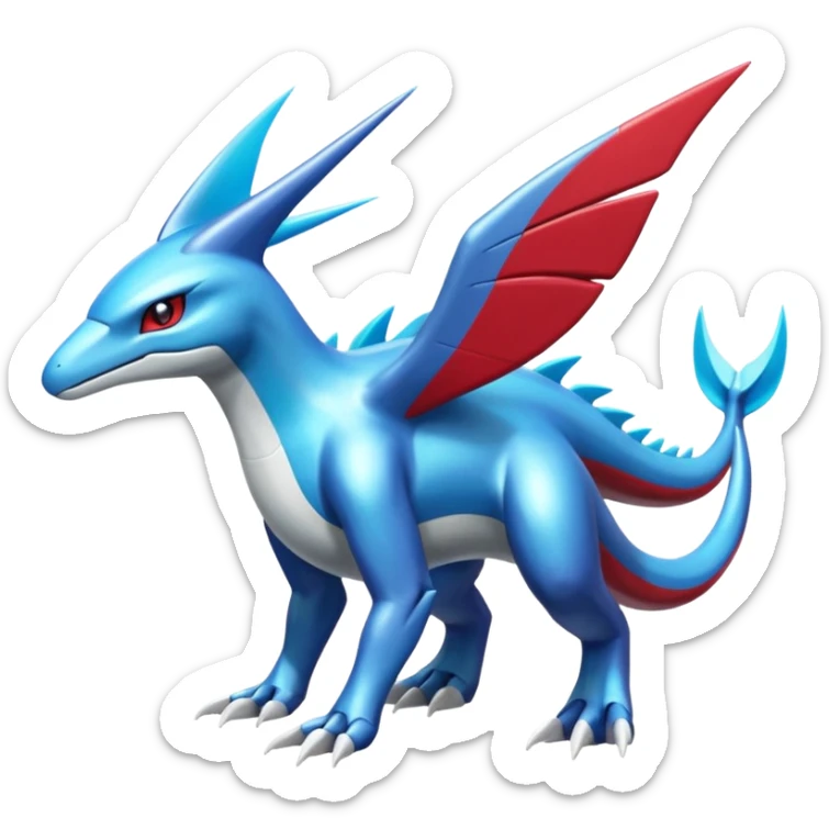Iridescent shiny cyan red Palkia-Dialga-Latios-Latias-Salamence-Cresselia-fusion  sticker