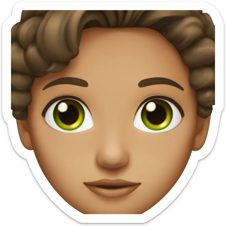 Tanned brunette girl with eyelashes and medium dark blowout hair and green eyes sticker