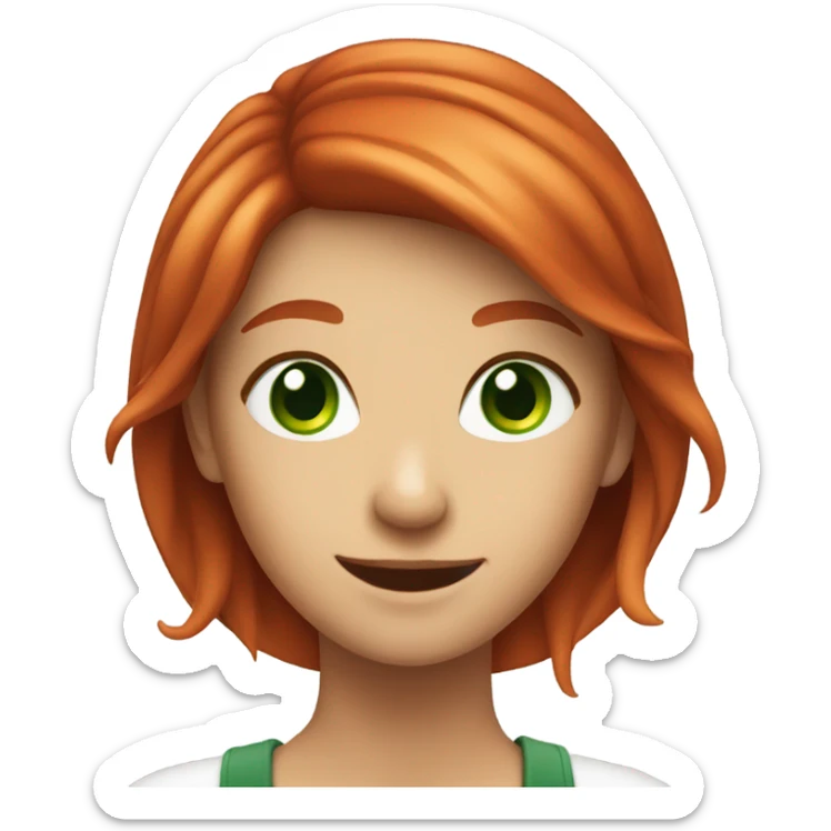 smiling girl with green eyes and red hair sticker
