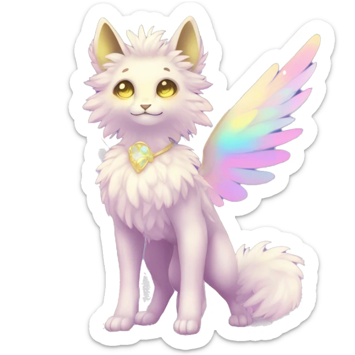 Shiny Sparkly Colorful Pastel Fluffy beautiful fantasy Kawaii Ethereal Anthro Sona Fakemon-animal Full Body sticker