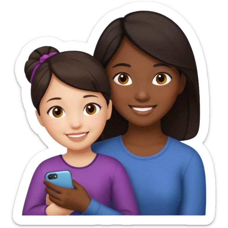 mads lady holds asian girl by the girl  sticker