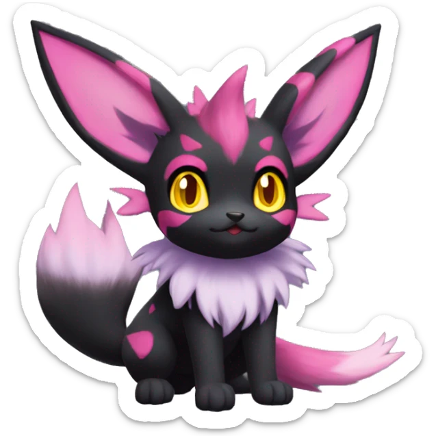 Shiny Dark Eevee-Litten-Espeon-Zorua-Torracat-fusion-hybrid full body sticker