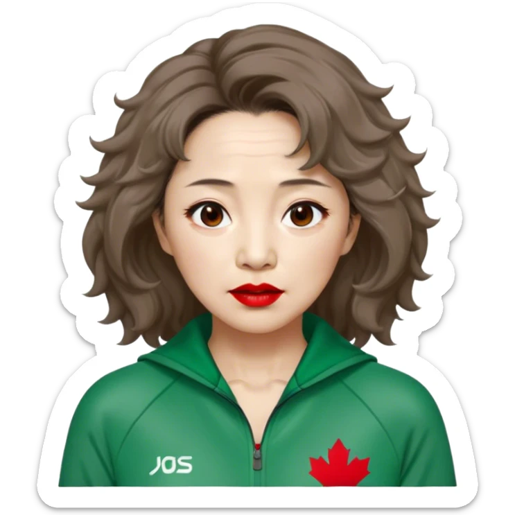 Han Mi-nyeo : Age: Late 60s
Appearance: A middle-aged woman with wrinkles, frizzy, messy light brown hair and dramatic red lipstick.
Outfit: Green player tracksuit sticker