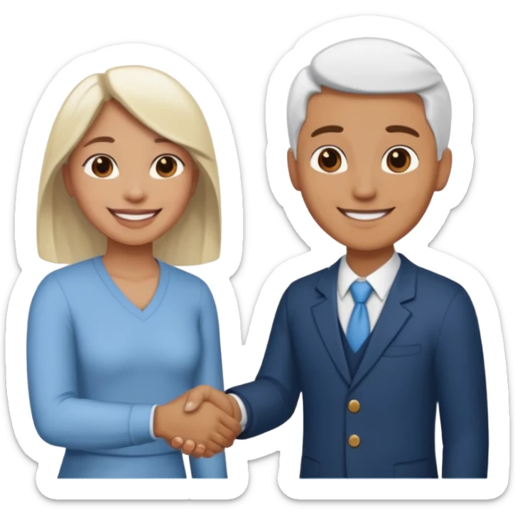 Dos personas dandose la mano como agradecimiento, una persona de color y una persona blanca sticker