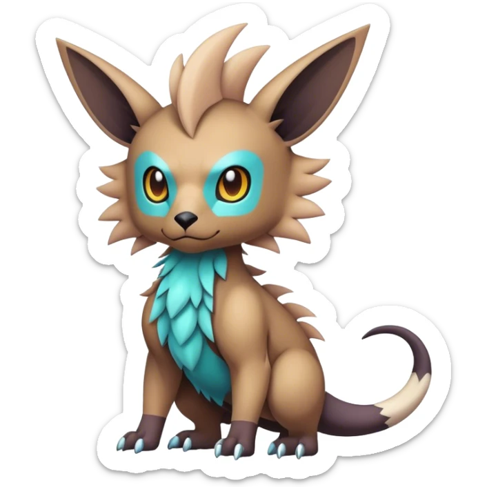 cool colorful dark pastel edgy fantasy animal hybrid Fakemon full body sticker