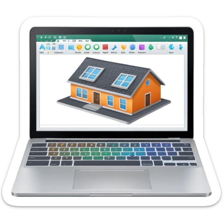 create an emoji of a laptop that has autocad architectural drawings on the screen sticker