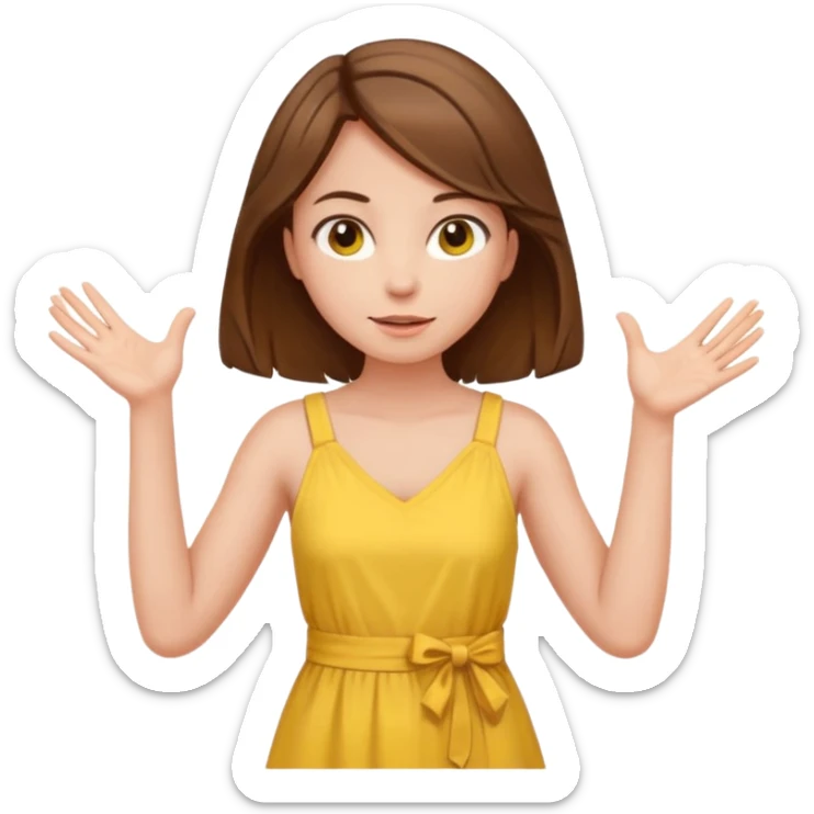 A girl with curious expressions and her arms making a v  on her waist  sticker