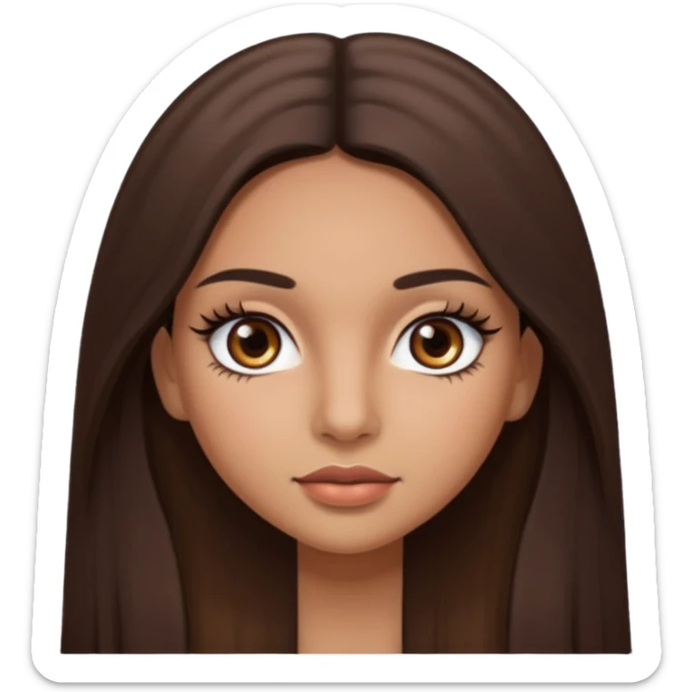 latina girl with straight long brown hair, dark dark brown eyes and lashes sticker