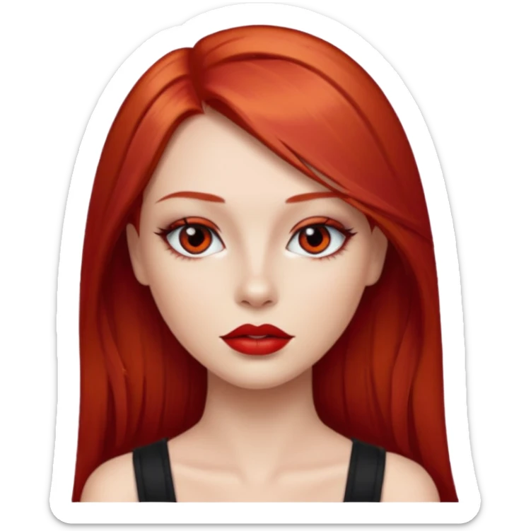 una chica con los labios y los ojos maquillados, de piel blanca con el pelo liso y largo y pelirrojo sticker