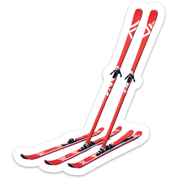 An icon featuring a pair of skis crossed over a snowy mountain backdrop. The design includes ski poles and snowflakes, symbolizing the thrill and speed of skiing. Transparent background highlights the winter sports spirit and the adventure of the slopes. sticker
