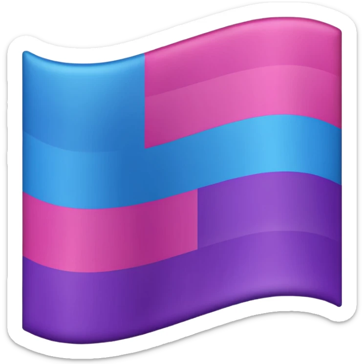 I want a flag, I want the first stripe at the top of the flag to be pink 🩷. I want The middle stripe to be the color purple 💜. And finally the bottom stripe I want the color blue 💙. Only those three colors in that exact order, pink, purple, blue. Make the colors more vibrant. No white. sticker
