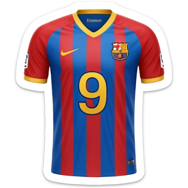 buat costum seperti diatas buat mirip hanya pakaian saja tidak pakai orang dan dari belakang barcelona nama punggung irvina dan nomor punggung 9 menghadap belakang sticker
