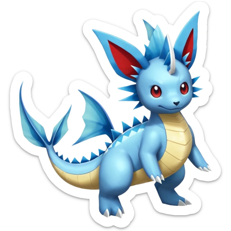 Manectric-Vaporeon-Salamence-Electrike-Furfrou-koi-Fakemon-fusion, full body sticker