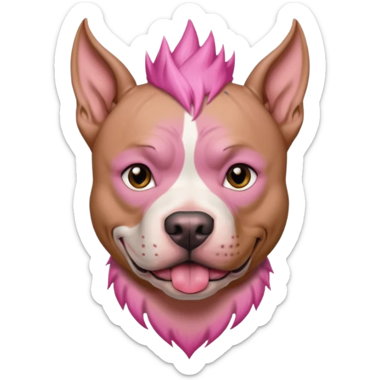 very tattoed face pitbull dog with pink spiky hair sticker