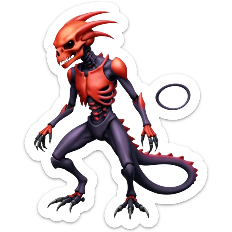 Shiny Futuristic Badass Demonic Spectral Dusky Spooky Skull-faced Cool Hot Stylish Handsome Alien-Salandit-Darkrai-Genesect-Fakémon-fusion (full body) sticker