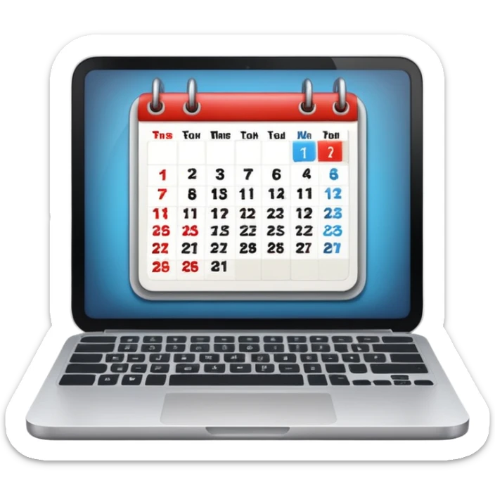apple style emoji of a laptop with a calendar and tasks visible on the screen sticker