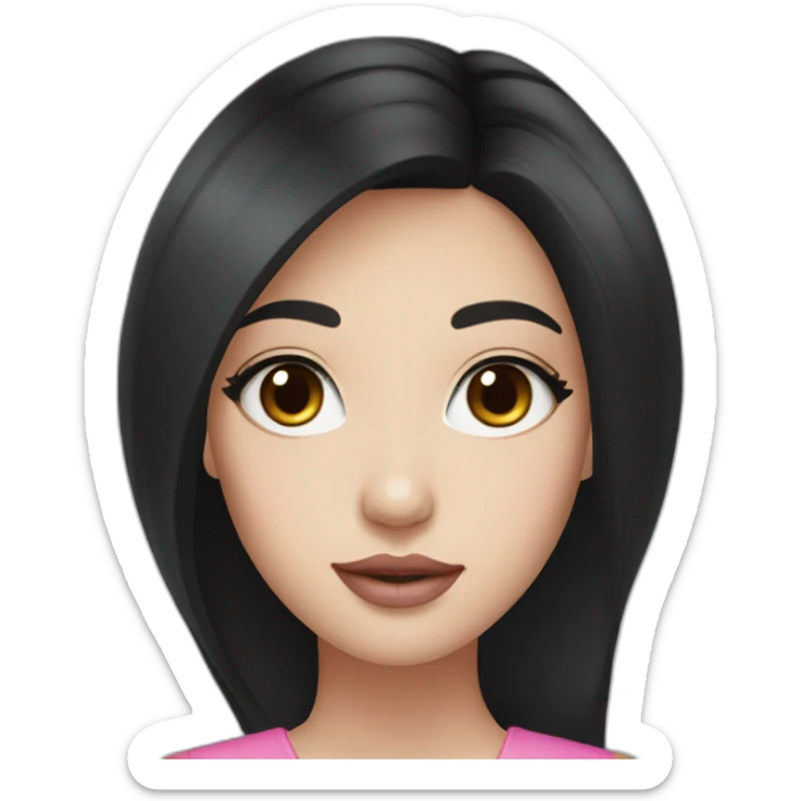 Beautiful woman,Black hair,long hair,White skin,oval face,big eyes,Blackeyes,Pink lips,Chinese sticker