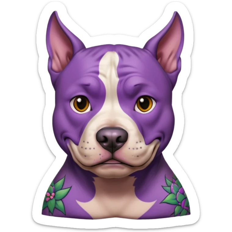 very tattoed face pitbull dog with purple spiky hair sticker