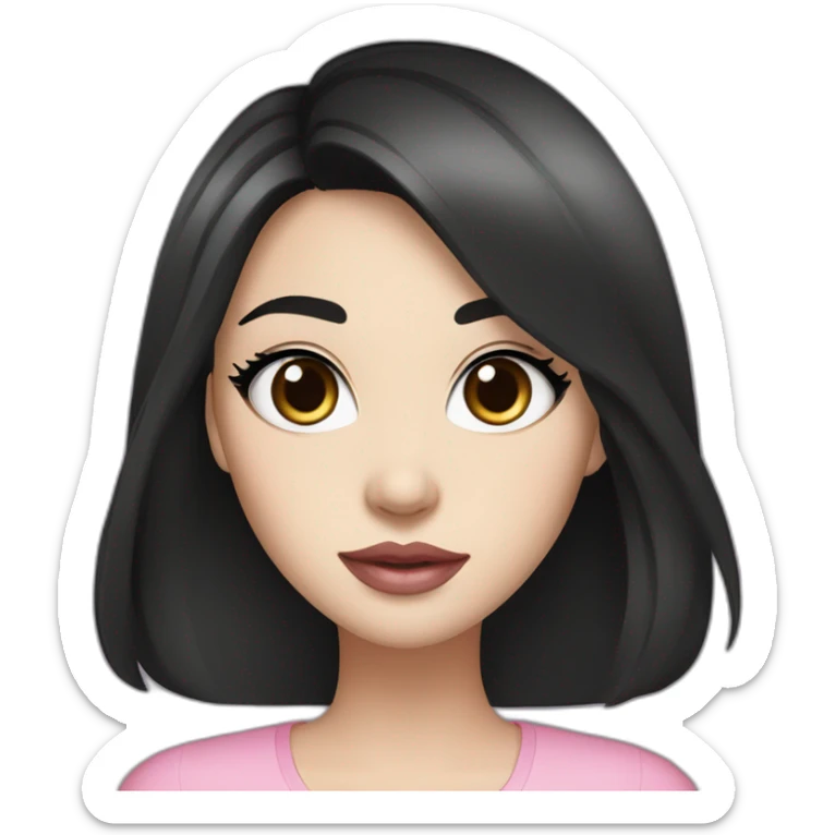 Beautiful woman,Black hair,long hair,White skin,oval face,big eyes,Blackeyes,Pink lips,Chinese sticker