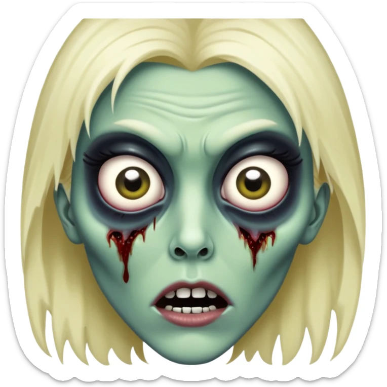 Tall zombie girl but Rick astleys place on his face where his eyes are covers the place on her face where her eyes are and Rick Astleys eyes become monster eyes sticker