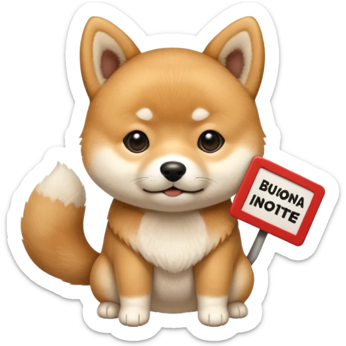 Crea un cagnolino un aski che mostra un cartello con scritto Buonanotte 😘 sticker