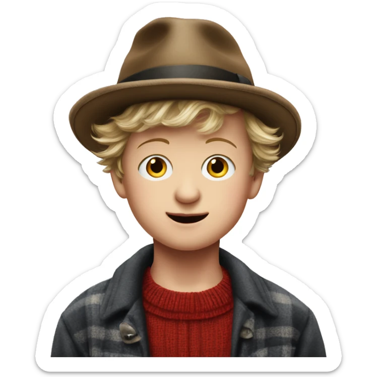 boy in hat looking at viewer Brenda Fricker movie home alone realistic sticker