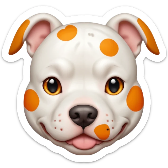 Un perro pitbull blanco con manchas naranjas sticker