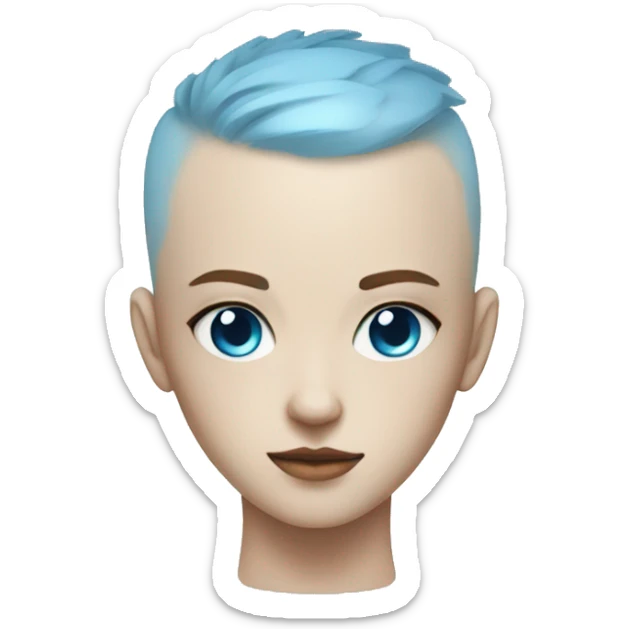 V, Cyberpunk, white, sides of the head is shaved, blue eyes, freckles,  sticker