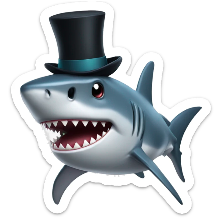 Shark with a top hat sticker