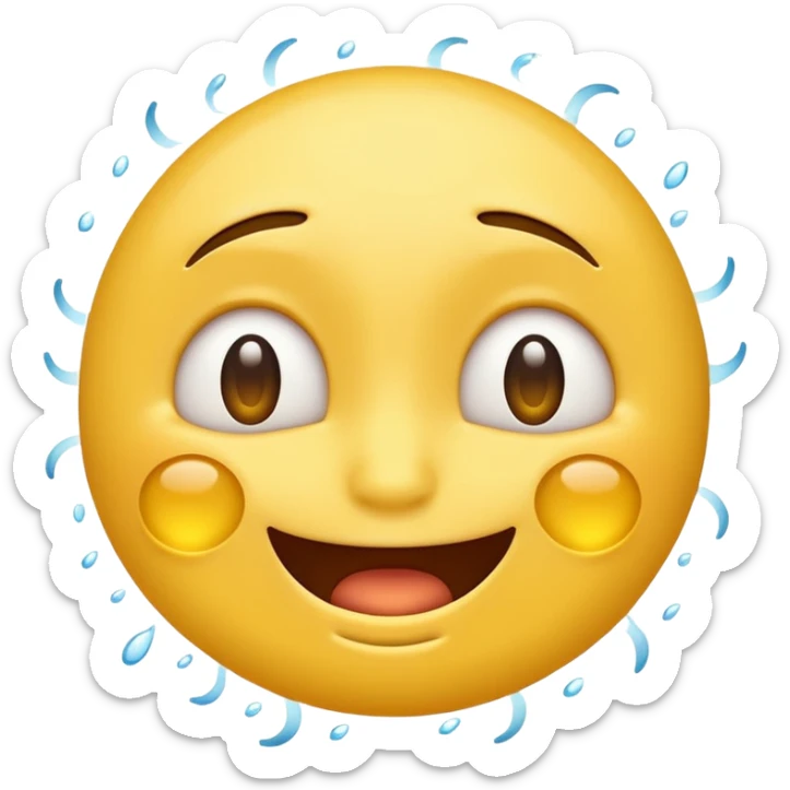 😊🥺 these emojis but with flies around it and its happy yellow face emoji sticker