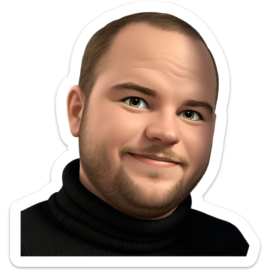 smiling boy in black sweater sticker