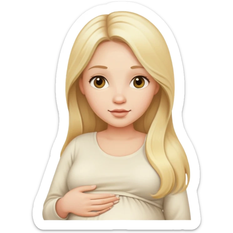 Beautiful Pregnant woman blonde with long hair cream top sticker