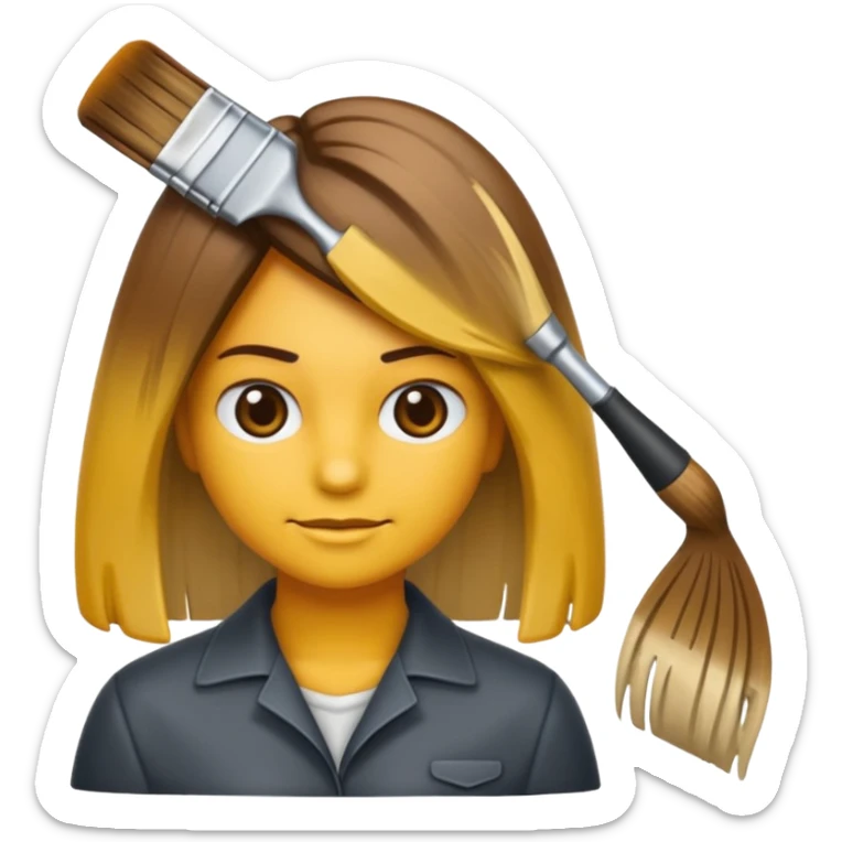 emoji de una persona que le estan haciendo mechas californianas con una brocha de tinte sticker