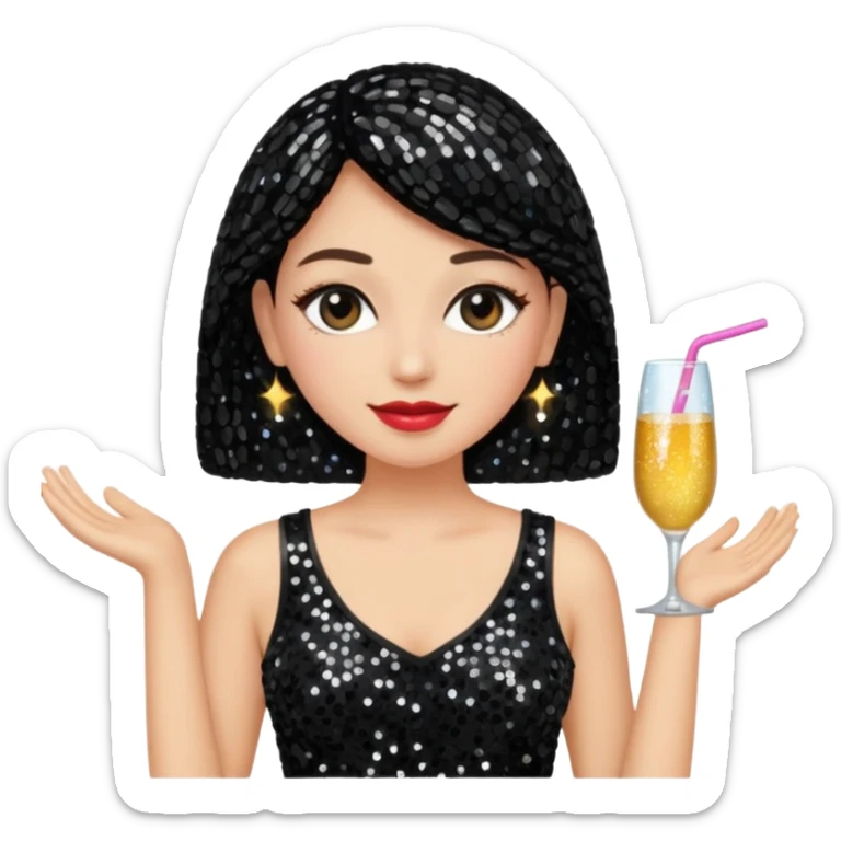 un top de ropa de mujer, para salir de fiesta, que sea negro y con detalles brillantes sticker