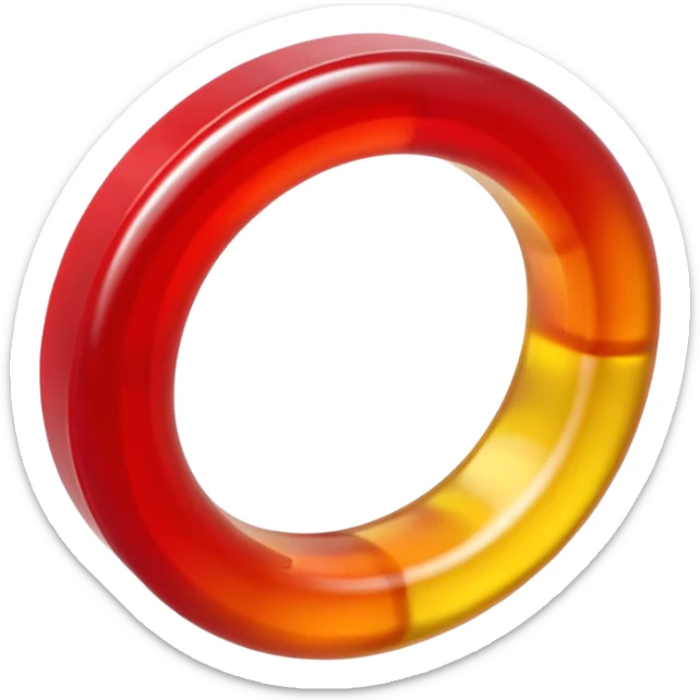 emoji de 2 gomitas en forma de aro una colo rojo y otra amarillo de gran grosor sticker