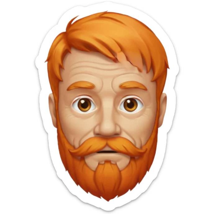 old adult male, orange hair and orange beard sticker