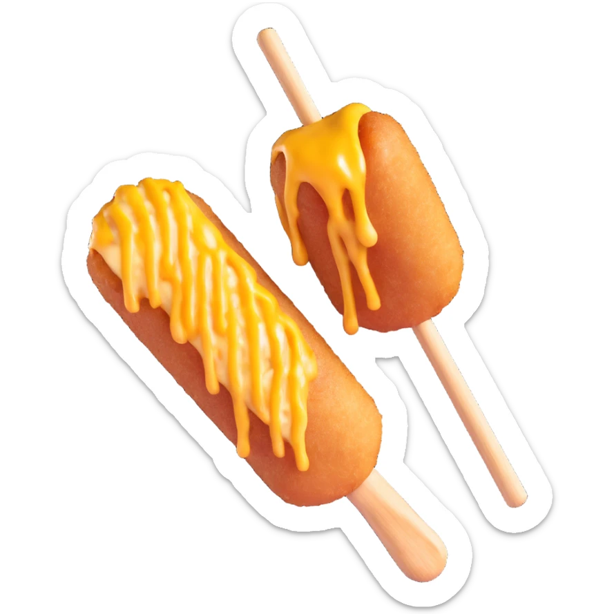 korean potato cheese corn dog, close-up, melted cheese oozing, golden brown potato crust, wooden stick, no text sticker