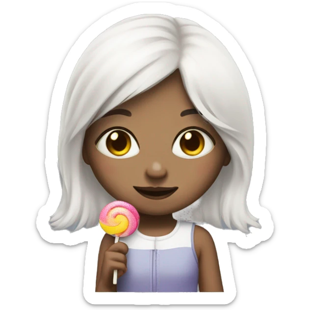 cute girl with white hair that has band-aid on nose and lollipop sticker