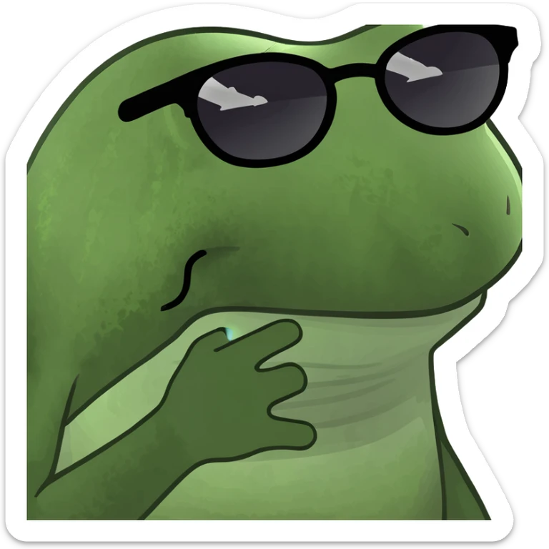 bufo robot with glowing eyes, mechanical frog, shiny metal, neon green eyes, playful expression sticker