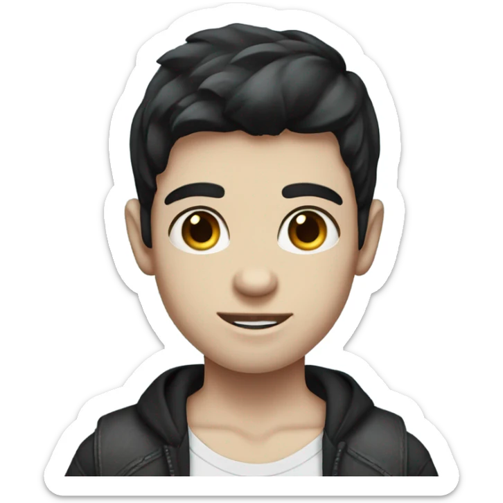 boy with dark hair, white skin, blue eyes and tattoos on the arms  sticker