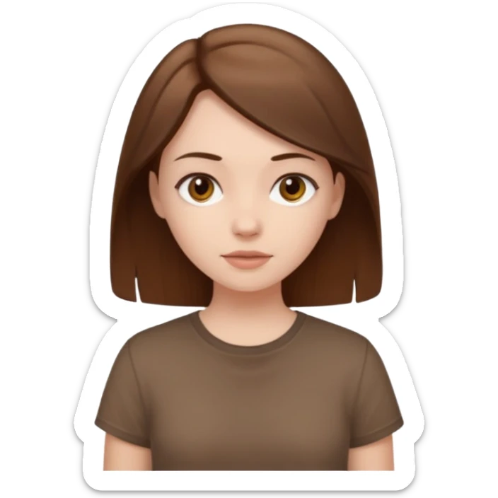 Pale girl brown hair and wearing brown shirt  sticker
