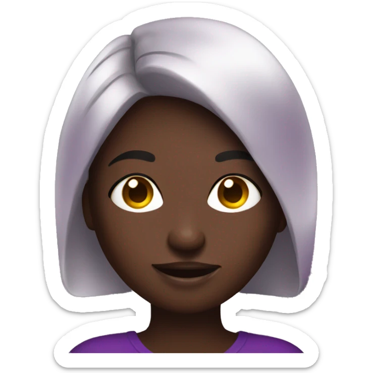 dark skin girl taking selfie with aubergine sticker