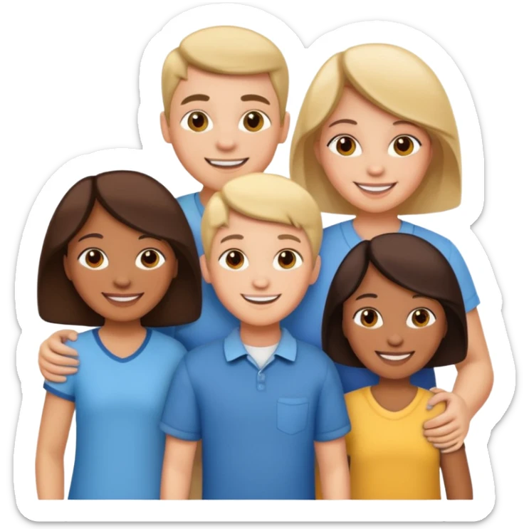 an american couples with 3 children in the age of school sticker