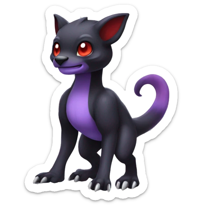 Cute cool dark black red purple animal hybrid Fakemon full body sticker