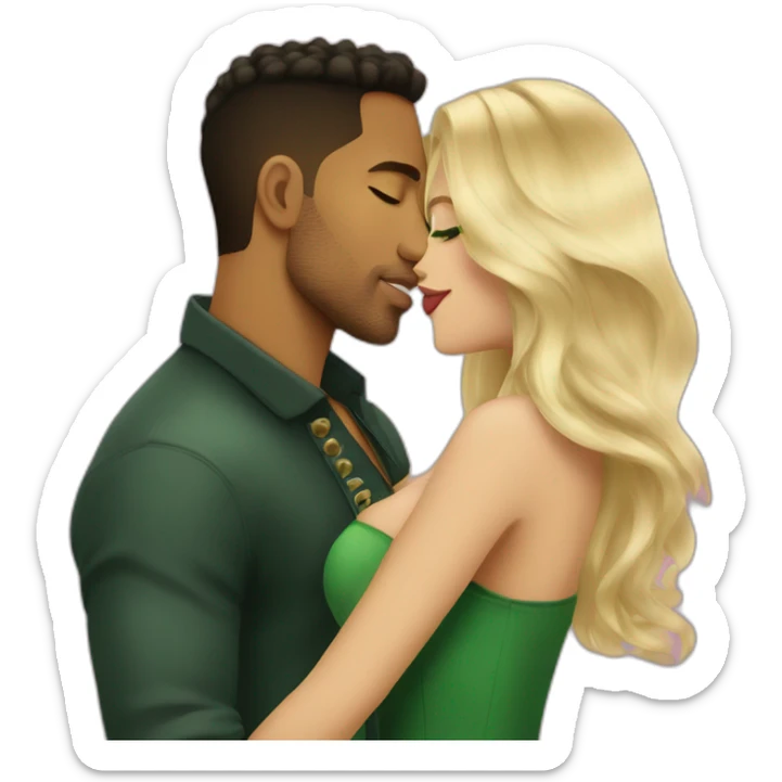Romeo Santos kiss blond woman with green eyes amd very very very long hair sticker