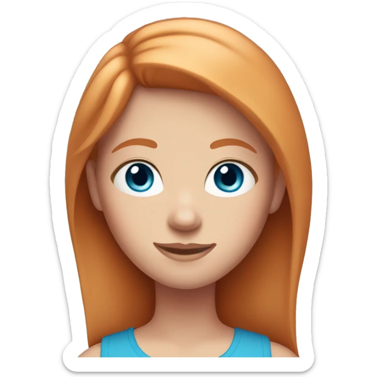 Girl with straight ginger hair and blue eyes and pink top sticker