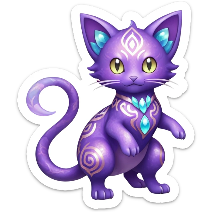 Shiny Magical Elemental Purrloin-Delcatty-Pokémon-Fakémon-hybrid-creature (full body) sticker