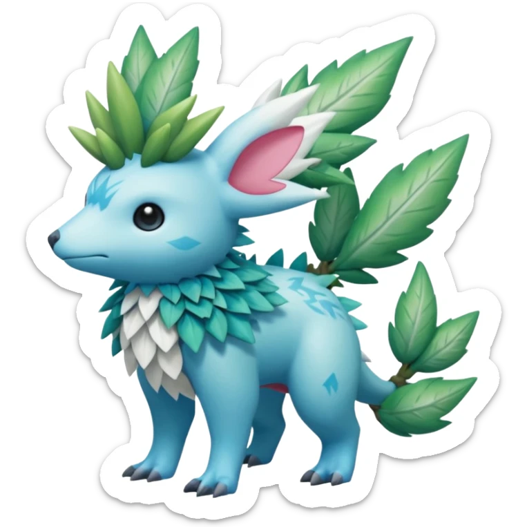 Blue hydro-elemental Virizion-Trico-Amaura-Shaymin-hybrid-creature (full body) sticker